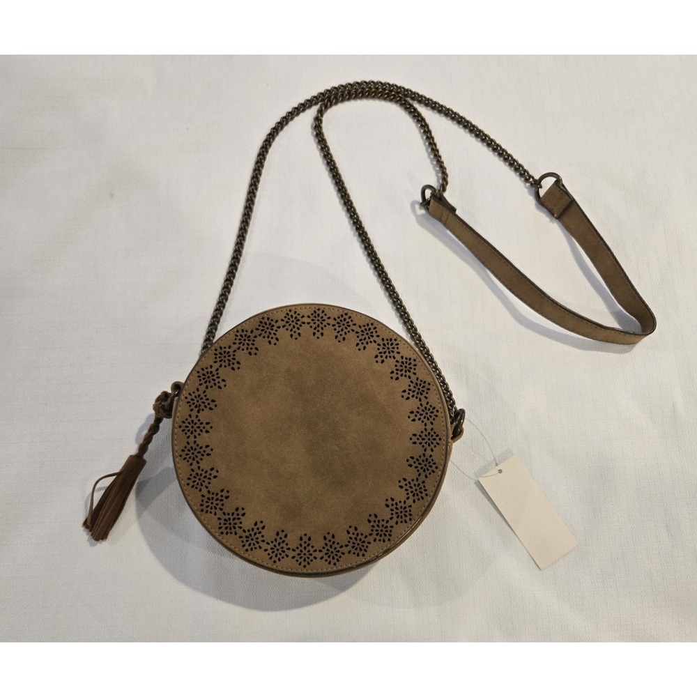 NWT T-shirt & Jeans‎ Brand Crossbody Hobo Bag Purse Laser Cut Design Faux Suede